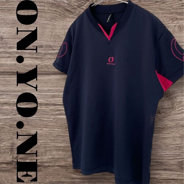 ONYONE オンヨネ Tシャツ カットソー トップス 半袖 スポーツウェア レディース S ネイビー 紺