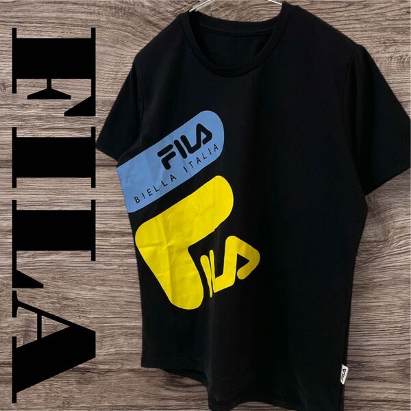 FILA フィラ トップス カットソー Tシャツ 半袖 プリントTシャツ スポーツウェア レディース M ブラック 黒