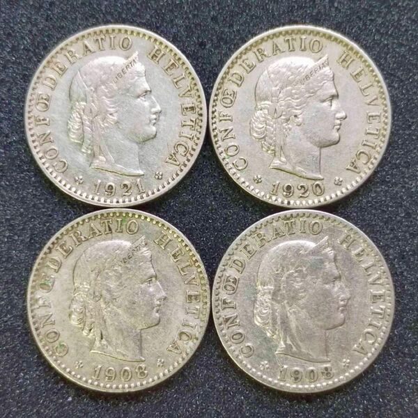 古銭 スイス 20ラッペン まとめて 4枚 外国 貨幣 硬貨 外貨 コイン