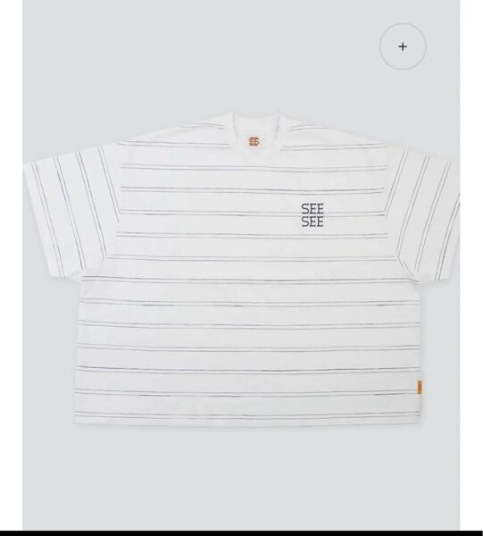 SEE SEE SUPER BIG FLAT SS DOUBLE STRIPE TEE WHITE XL ホワイト
