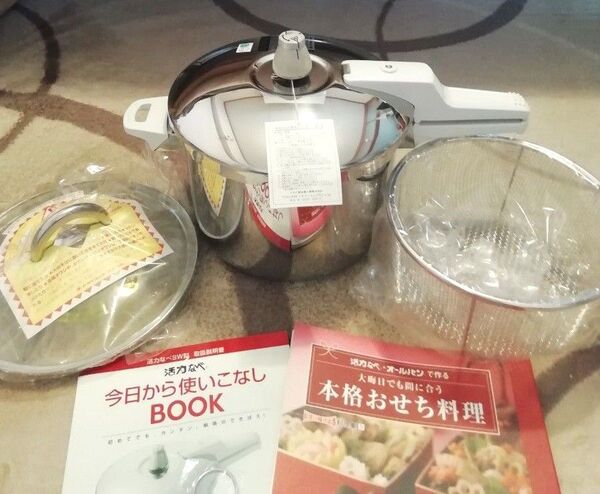☆新品未使用☆ アサヒ軽金属 活力鍋 5.5L Lサイズ SW IH対応 炊飯 一升炊き 圧力鍋 ガラス蓋 蒸し器
