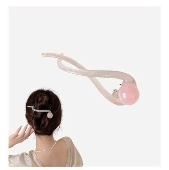 ヘアクリップ 大きめ 跡がつかない バンスクリップ おしゃれ べっ甲風 可愛い レディース 髪飾り ヘアアクセサリー 飴玉 桜色