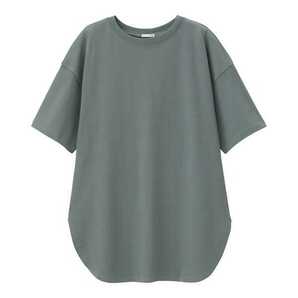 GUヘビーウェイトオーバーサイズTシャツ(5分袖)　グリーン　Sサイズ　GREEN