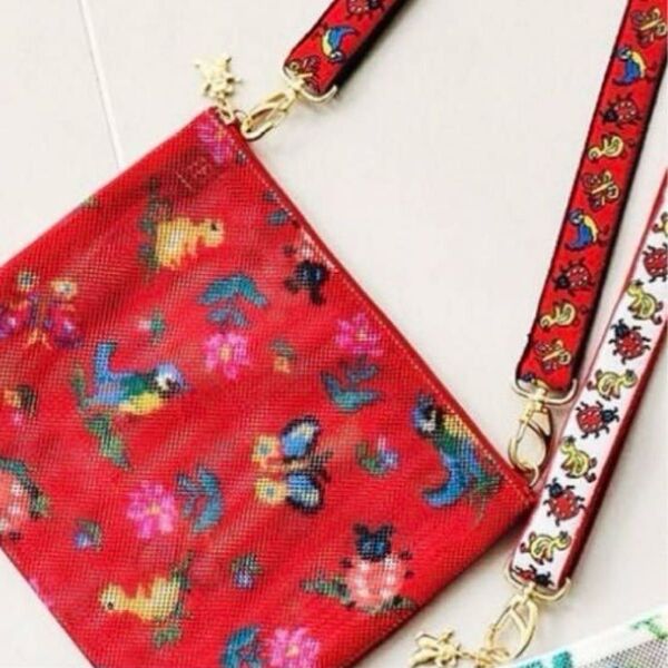 ☆ 新品 未開封☆ フェイラー×レピヤンリボン ハイジ 赤ショルダーストラップ &ハイジ Dカン付きメッシュポーチ