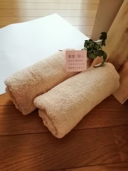 今治ブランド フェイスタオル2枚 ベージュ 34x75cm
