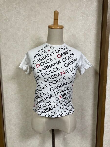 ☆DOLCE &GABBANAクロップド丈ロゴプリントTシャツカットソー 半袖38