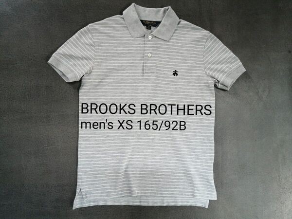 BROOKS BROTHERS ブルックスブラザーズ 半袖ポロシャツ メンズXS 165/92B グレーボーダー 鹿の子