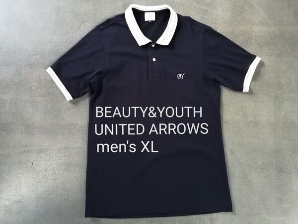 UNITED ARROWS ユナイテッドアローズ 半袖ポロシャツ メンズXL ネイビー 鹿の子