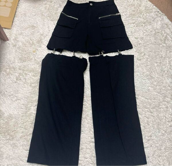 黒ショートパンツロングパンツセット