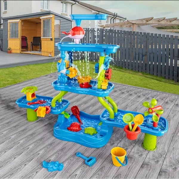4段 砂テーブル おもちゃ ウォーターテーブル 知育玩具 水遊び 砂遊び