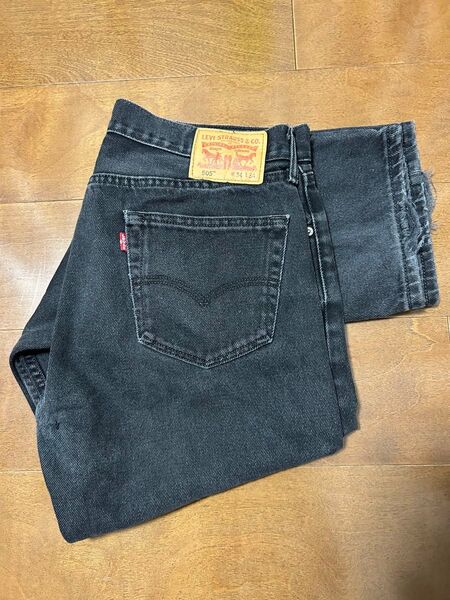 Levi's 505 ブラックデニム W34 L34 ダメージ加工