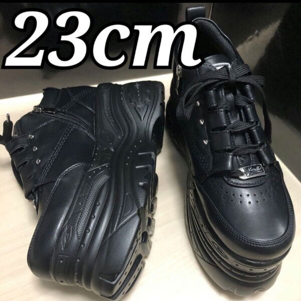 超厚底スニーカー 黒 23cm ブラック