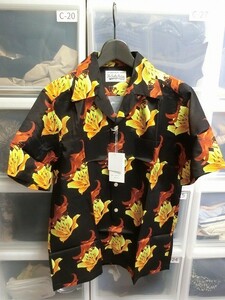 WACKO MARIA HAWAIIAN SHIRT aloha shirt Hawaiian XS black x orange #20SS-WMS-HI02-SP Wacko Maria 