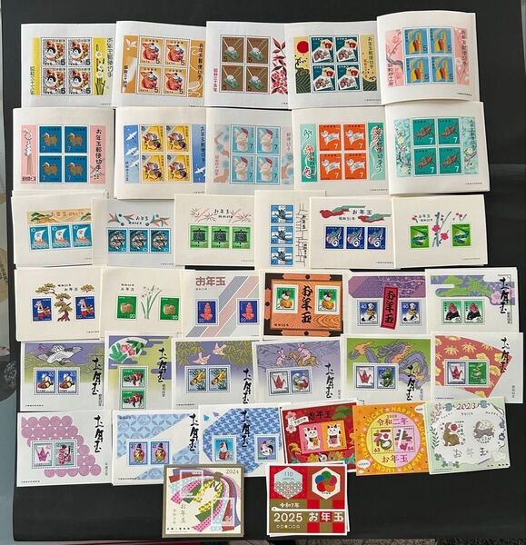 日本切手/未使用 お年玉年賀切手シート 昭和33年~ 総額7,062円