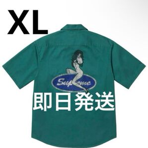 XL 即日発送 Supreme Rhinestone Pin Up S/S Work Shirt Work Green