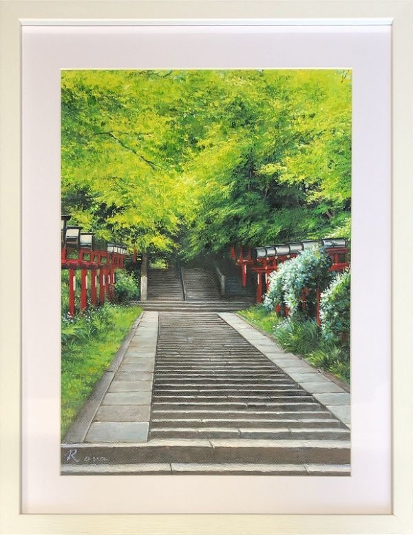 Oil painting Landscape painting Kurama Temple Kyoto by Rova Hand-painted one-of-a-kind item *Comes with acrylic board Spectacular view Healing R5-2.20-F4, painting, oil painting, Nature, Landscape painting