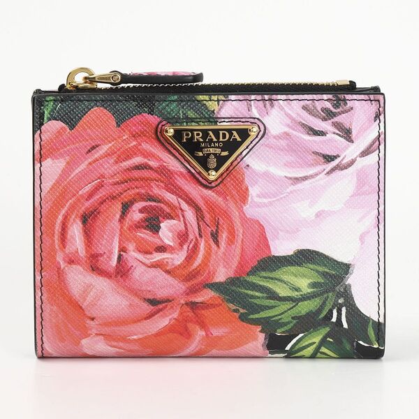 PRADA プラダ 二つ折り財布 1ML050 サフィアーノレザー フラワー コインケース 小銭入れ 財布 カードケース レザー