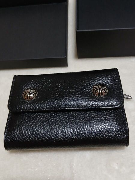 新品)本革 三つ折り財布 BL 黒