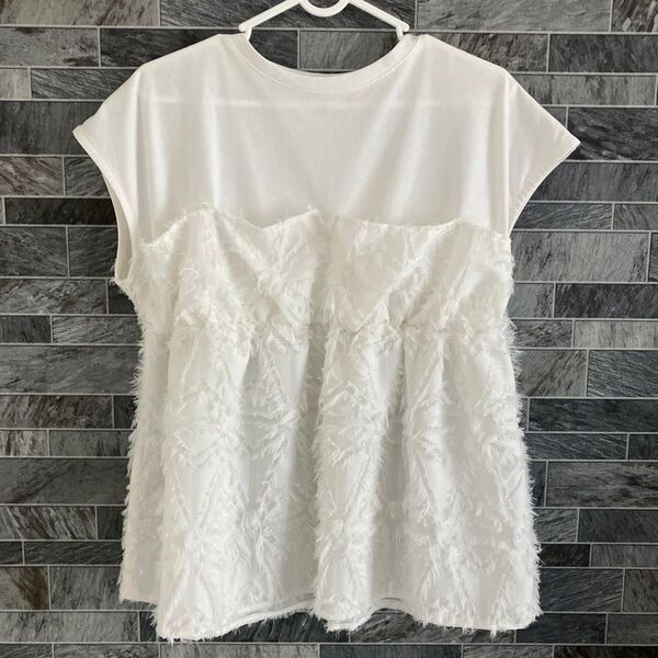 ホワイト カットソー Tシャツ 白 チュニック フレンチスリーブ
