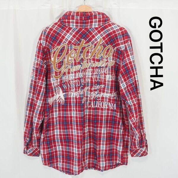 ☆美品☆ GOTCHA ガッチャ ウエスト風長袖シャツ チェック柄 刺繍 y2k 00s メンズ XXL