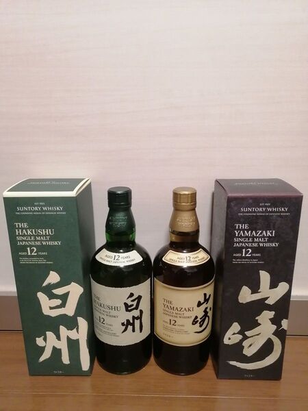 山崎 白州 12年 700ml 各1本 計2本 新品未開栓 化粧箱付 サントリー シングルモルト ウイスキー ホログラムシールあり
