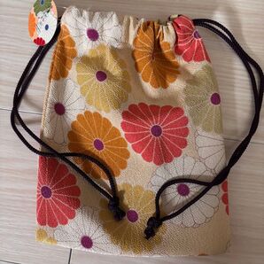 和紋 菊 巾着袋