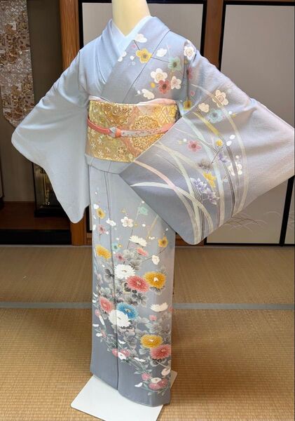 4点フルセット 正絹高級作家物訪問着 袋帯 帯締め帯揚げ