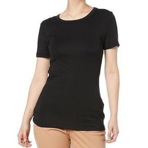 amazon essentials Tシャツ クルーネック スリムフィット 半袖 レディース 3L 黒 ブラック
