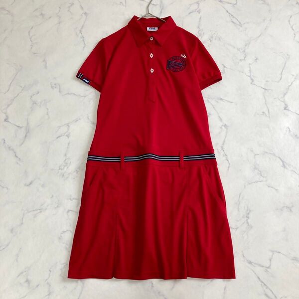 フィラゴルフ FIRA GOLF ポロシャツワンピース 赤 Mサイズ