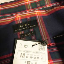 新品 完売 ZARA MAN チェック柄 シャツ メンズ 送料210円 M 40 チェック ネイビー オレンジ ネルシャツ_画像7