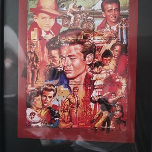 ジェームズ・ディーン 100 YEARS OF CINEMA 記念切手シート ガンビアをアートフレームに