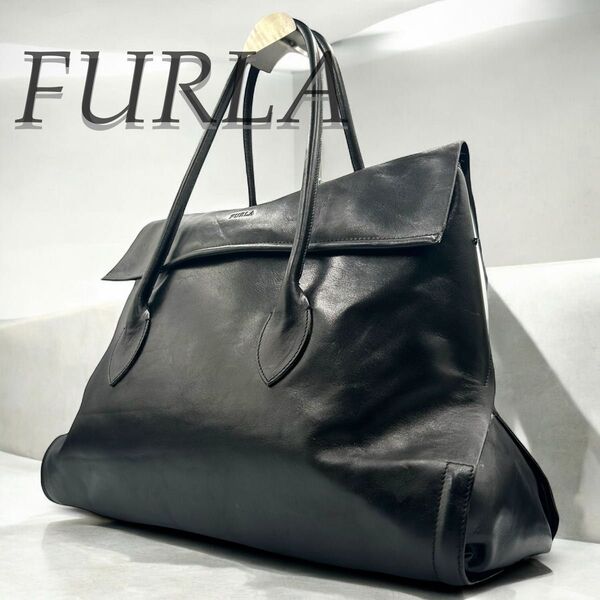 FURLA フルラ レザー ブラック 肩掛け トートバッグ ショルダーバッグ 黒