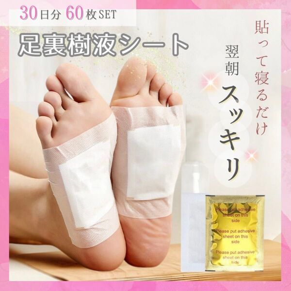 【60枚】足裏 樹液 シート むくみ 健康樹液 フットケア 30日分 休足 疲労 個包装 健康 旅行 足裏シート ムクマネーゼ