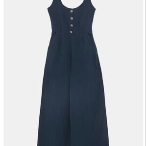 ZARA フロントボタンオールインワン ネイビー XS