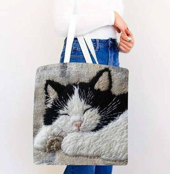 ハチワレ はちわれ 黒白猫 トートバッグ 猫 ネコ ねこ ショルダーバッグ