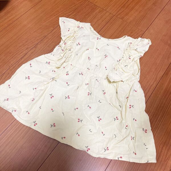 apreslescours アプレレクール さくらんぼ柄 フリル ノースリーブ カットソー 140cm 女の子 トップス