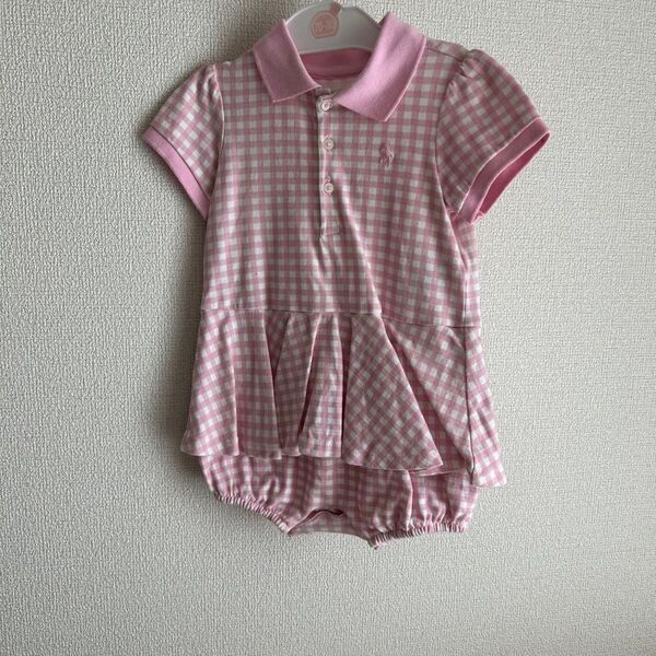 美品 Ralph Lauren ピンク チェック ロンパース 18M ワンピース ラルフローレン 子供服 ベビー服