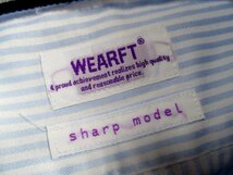 c86　WEARFT　sharp　model　ウエフト　半袖ストライプシャツ　サイズM　水色×白　35-8　_画像7