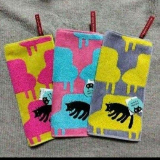 sale 3枚 新品 マタノアツコ 猫 ハンドタオル 黒猫チェアー