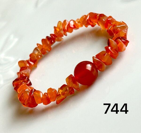 No.744 天然石ブレスレット パワーストーン ハンドメイド カーネリアン