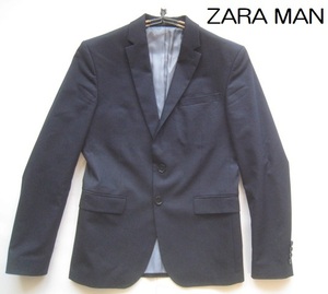 美品トルコ製!!ザラ マン ZARA MAN*2つボタンストレッチポリレーヨンジャケット・紺ブレザー 44 実寸Sくらい ネイビー