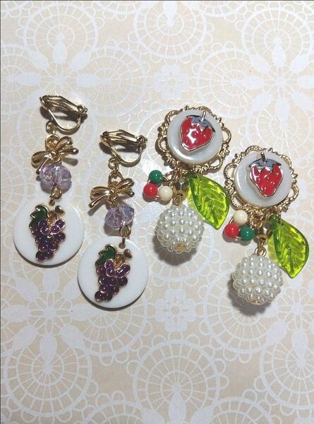 ハンドメイド イヤリング or ピアス 2点セット フルーツ