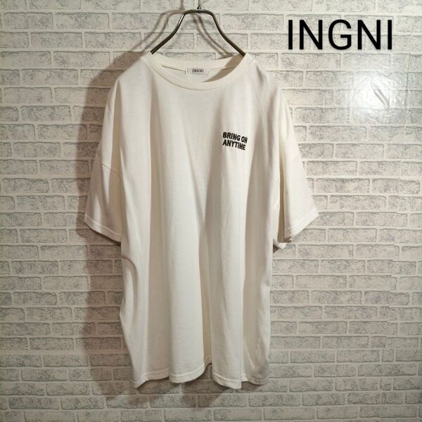 INGNI イング 半袖Tシャツ 白色 刺繍 プリント Mサイズ