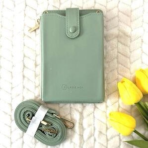 12 スマホポーチ 大画面スマホ対応 ポシェット グリーン スマホショルダー