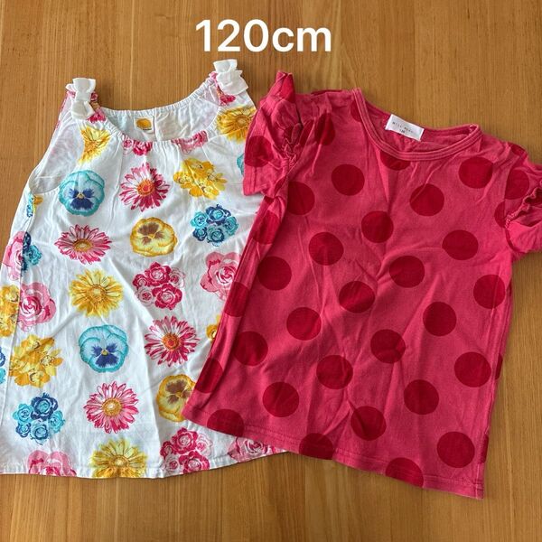 ムージョンジョン 花柄 ノースリーブ ウィルメリー 夏 半袖Tシャツ 120cm トップス 2枚組