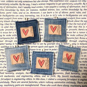 I65 デニムリメイク ぷっくり クッションタグ ハート革タグ × デニム