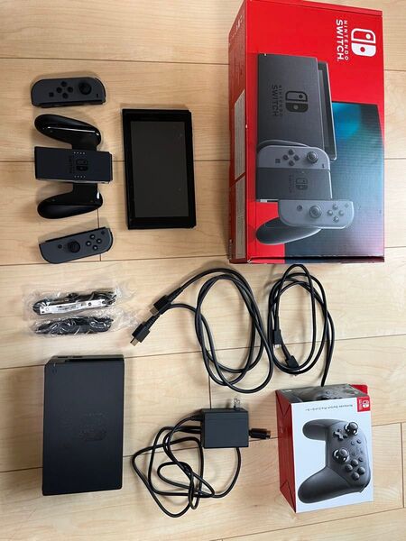 Nintendo Switch グレー ニンテンドースイッチ 初期化済み プロコン付き