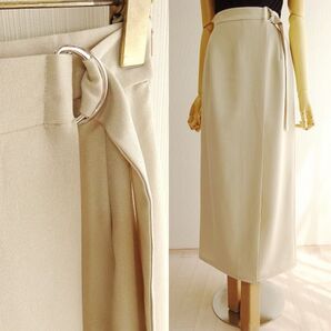 Re:EDIT 夏 秋 はだけない巻きスカート ストレート フレア ロングスカート ベージュ 大人 M L
