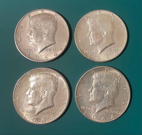 1964年 ケネディ ハーフダラー銀貨 4枚 アメリカ リバティコイン 50セント 硬貨