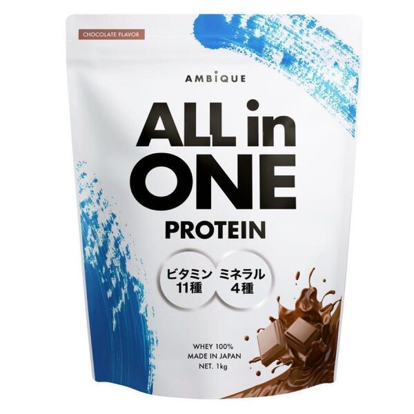 アンビーク オールインワン プロテイン ホエイ チョコレート風味 ビタミン11種配合 ミネラル4種配合 国産 1kg